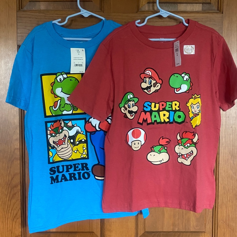 NWT Super Mario shirts, size M/8. Red Gap, Super Mario blue